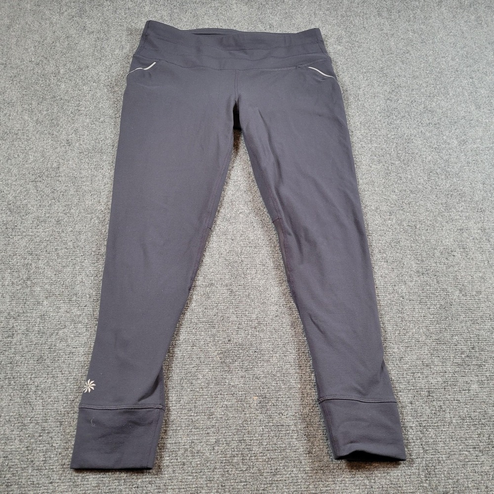 Athleta‎ Leggings Womens M Gray Ankle Mesh Ruched Running Yoga Athletic Pants